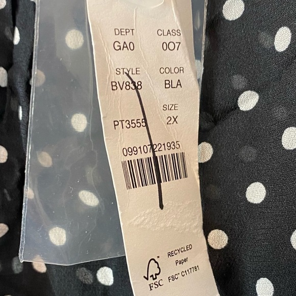 J. Crew Puff Sleeve Neck Tie Top in Lightweight Chiffon Polka Dot BV838 - Picture 7 of 8